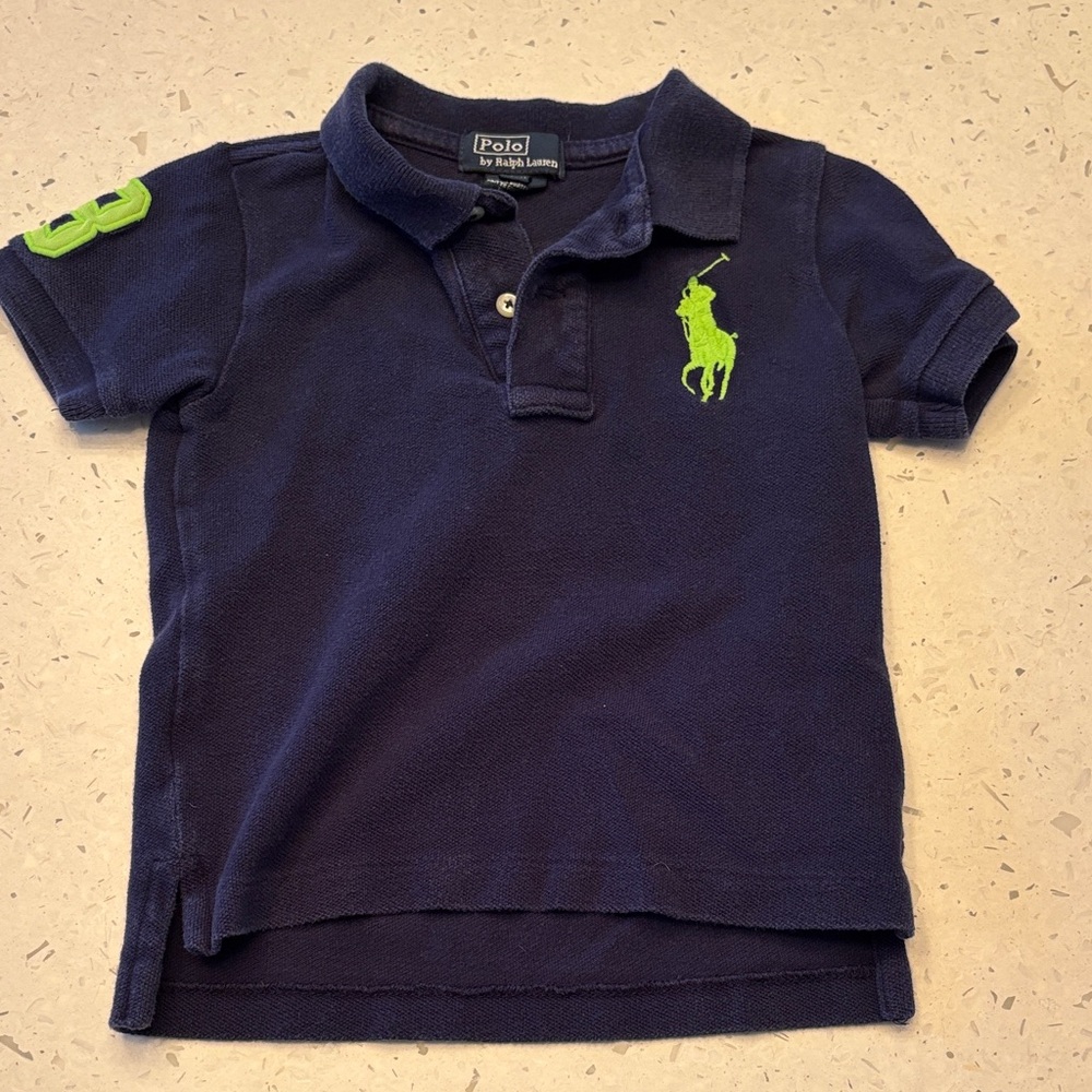 Polo by Ralph Lauren Kids Polo Shirt in Navy with Green Accents